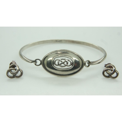99 - Boxed 925 silver Rennie Mackintosh bangle and earrings, L: 63 mm, 12g. UK P&P Group 0 (£6+VAT for th... 