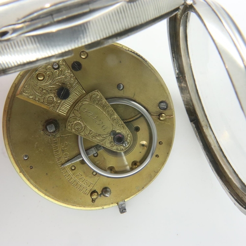 103 - Hallmarked silver, fusee wind open faced pocket watch with key, London assay. Working at lotting up.... 