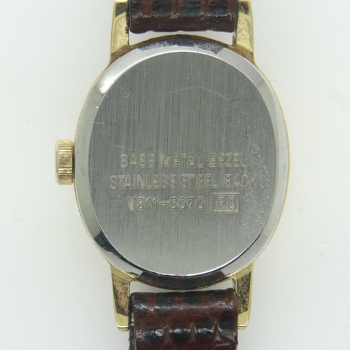106 - LORUS: 1990 official Disney World Florida ladies wristwatch on a brown leather strap, requires batte... 