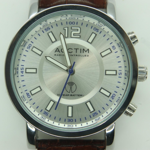 110 - ACCTIM: gents quartz wristwatch, leather strap, radio controlled. UK P&P Group 1 (£16+VAT for the fi... 