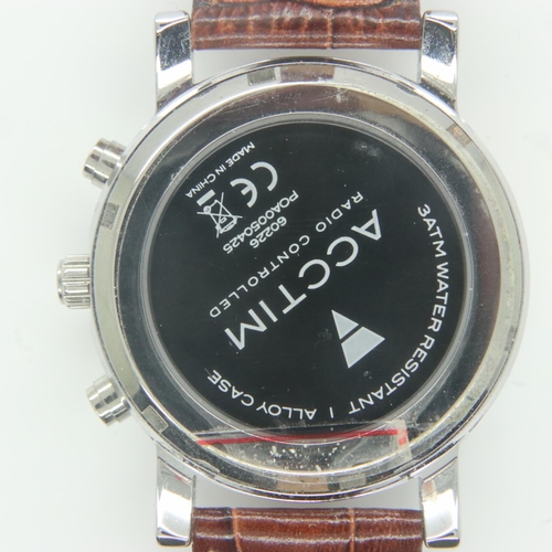 110 - ACCTIM: gents quartz wristwatch, leather strap, radio controlled. UK P&P Group 1 (£16+VAT for the fi... 
