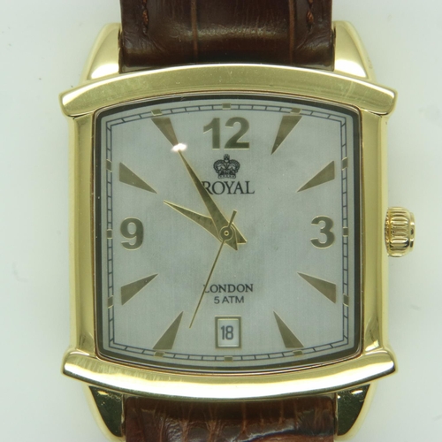111 - Boxed gents wristwatch, new old stock, with leather strap. UK P&P Group 1 (£16+VAT for the first lot... 