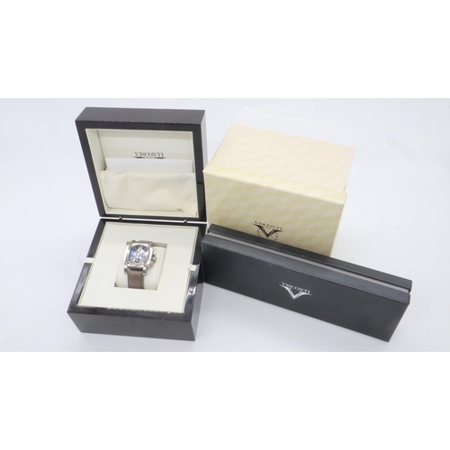 112 - VISCONTI: gents 25th anniversary automatic chrono silver shadow wristwatch with nubuk strap - W105-0... 