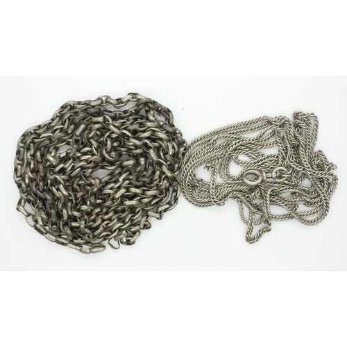 128A - Two antique white metal guard chains. UK P&P Group 0 (£6+VAT for the first lot and £1+VAT for subseq... 