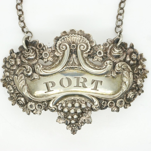 129A - Georgian silver port decanter label. UK P&P Group 1 (£16+VAT for the first lot and £2+VAT for subseq... 