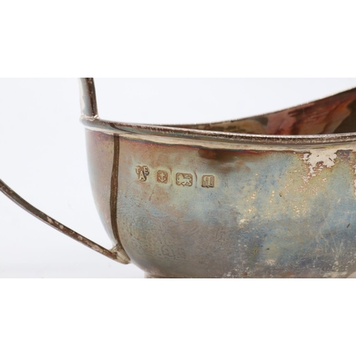 130 - Hallmarked silver sauce boat, Birmingham assay, 130g, L: 17cm. UK P&P Group 2 (£20+VAT for the first... 