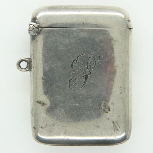 131 - Hallmarked silver vesta case, engraved J, 20g. UK P&P Group 1 (£16+VAT for the first lot and £2+VAT ... 