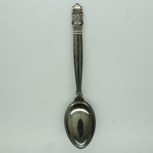134 - Georg Jensen acanthus pattern spoon, L: 11 cm, 16g. UK P&P Group 1 (£16+VAT for the first lot and £2... 