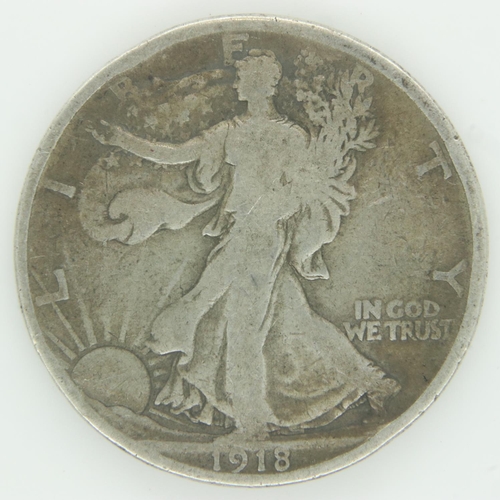 145 - 1918 silver 50 cents walking liberty. UK P&P Group 0 (£6+VAT for the first lot and £1+VAT for subseq... 
