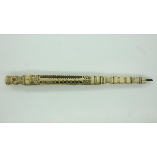 157 - Carved bone pen featuring a single Stanhope of the Crystal Palace Exhibition. UK P&P Group 1 (£16+VA... 