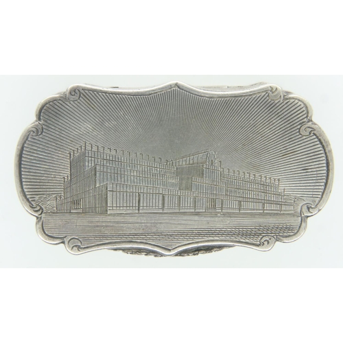 188 - Nathaniel Mills hallmarked silver vinaigrette featuring Crystal Palace with inscription A Present Fo... 