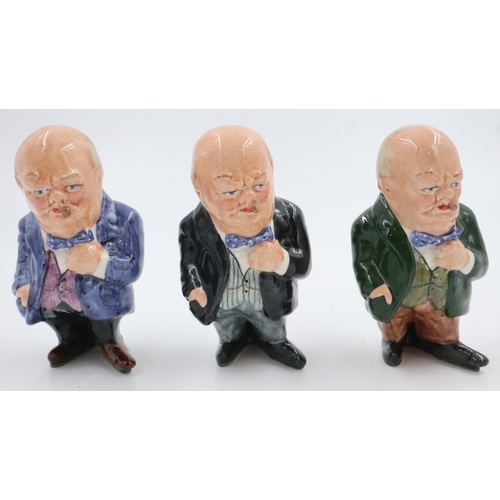 204 - Three Winston Churchill figurines in different colourways, no cracks or chips, H: 13 cm. UK P&P Grou... 