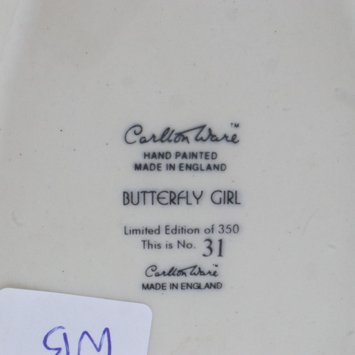 214 - Carlton Ware figurine, Butterfly Girl, limited edition 31/350, no cracks or chips, H: 23 cm. UK P&P ... 