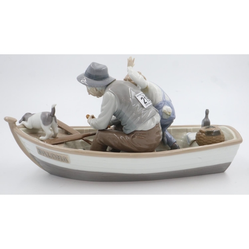 219 - Lladro Fishing With Grandpa figurine, L: 39cm, plastic rod broken, no further damage. UK P&P Group 3... 