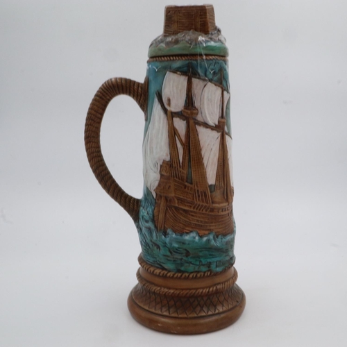 225 - Large Arts & Crafts covered jug, H: 45 cm, no cracks or chips. UK P&P Group 3 (£30+VAT for the first... 