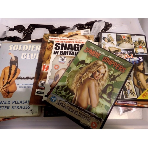 1121 - Selection of adult material to include DVDs, video cassettes and ligature. UK P&P Group 2 (£20+VAT f... 