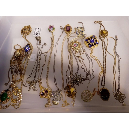 1145 - Twenty mixed costume jewellery pendants and chains. UK P&P Group 1 (£16+VAT for the first lot and £2... 