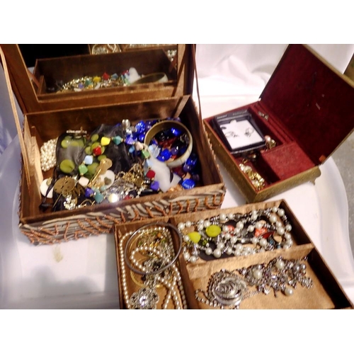 1151 - Two jewellery boxes with costume jewellery contents. Not available for in-house P&P