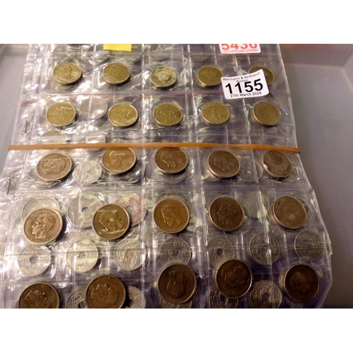 1155 - Collection of coins in folder pages, Ireland, Belgium and France. UK P&P Group 2 (£20+VAT for the fi... 