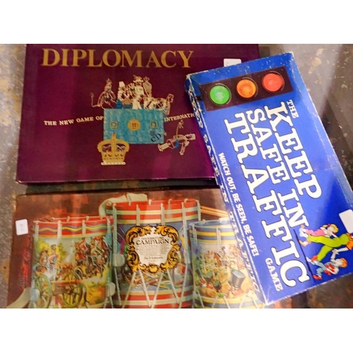 1198 - Small quantity of vintage board games, including Campaign. Not available for in-house P&P