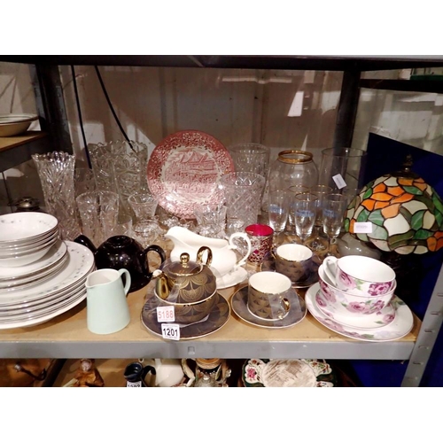 1201 - Large quantity of glass and ceramics to include Royal Doulton and Royal Tudor ware. Not available fo... 