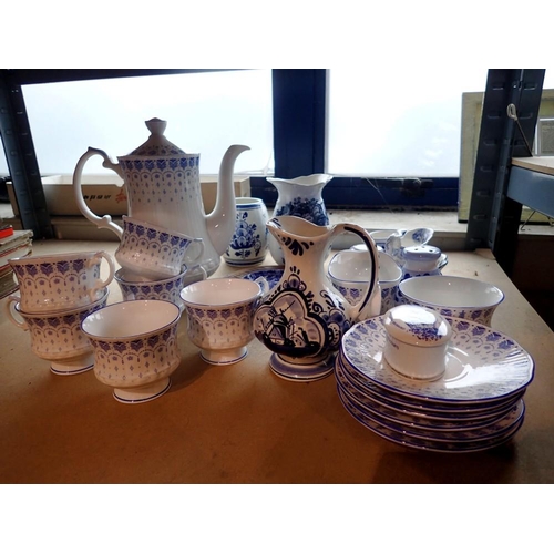 1228 - Mixed blue and white ceramics including Delft and a coffee set, no cracks or chips. Not available fo... 