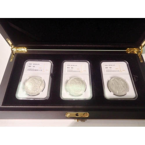 1095A - Three replica Morgan dollars, slabbed and boxed. UK P&P Group 0 (£6+VAT for the first lot and £1+VAT... 