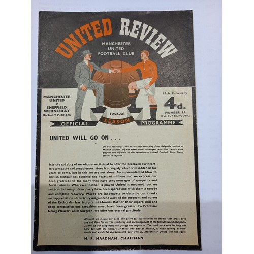 2052F - Manchester United original programme v Sheffield Wednesday, February 1957, and a reprint programme a... 