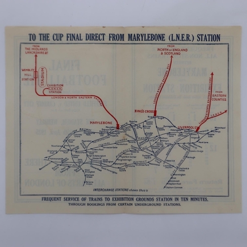 2037 - 1925 Final Tie match Sheffield United v Cardiff City LNER rail map of direction to the Wembley Stadi... 