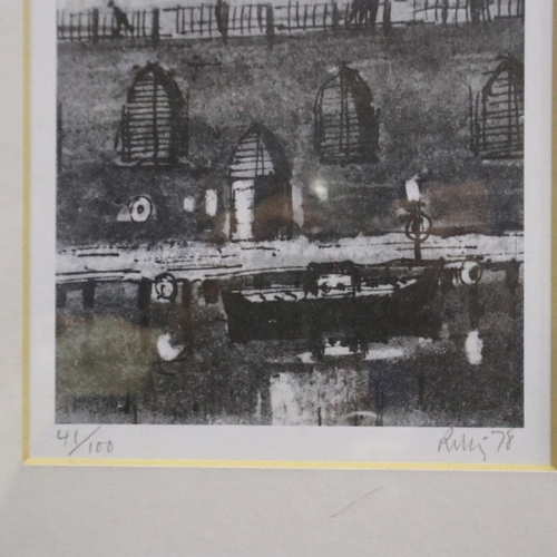 2026 - Harold Riley (1934 - 2023): three artist signed limited edition prints: Bridge, 41/100, 12 x 19 cm, ... 