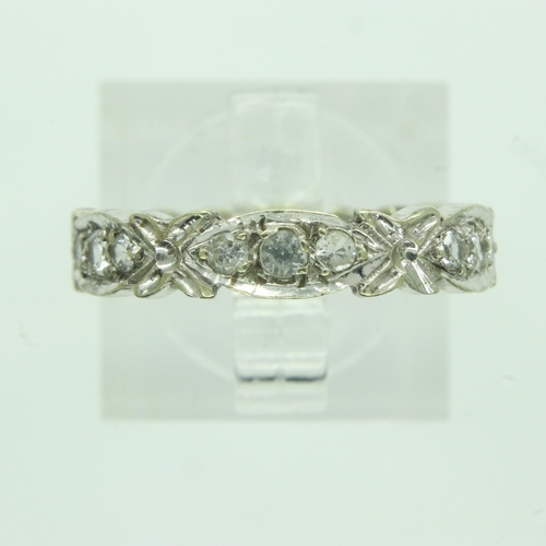 86 - 9ct white gold stone set eternity ring, size N, 3.0g. UK P&P Group 0 (£6+VAT for the first lot and £... 