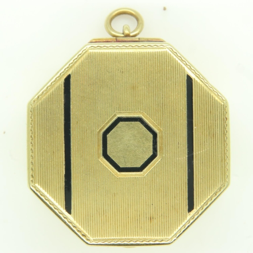 91 - Art Deco 14ct gold and enamel compact box, 20.1g. UK P&P Group 2 (£20+VAT for the first lot and £4+V... 