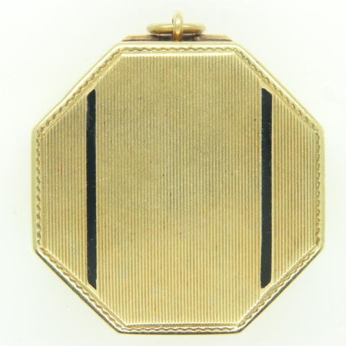 91 - Art Deco 14ct gold and enamel compact box, 20.1g. UK P&P Group 2 (£20+VAT for the first lot and £4+V... 