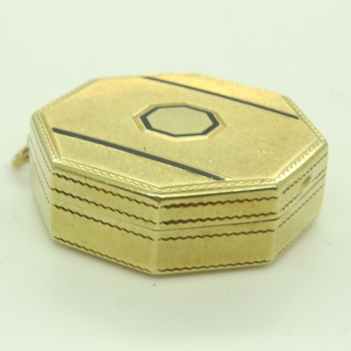 91 - Art Deco 14ct gold and enamel compact box, 20.1g. UK P&P Group 2 (£20+VAT for the first lot and £4+V... 