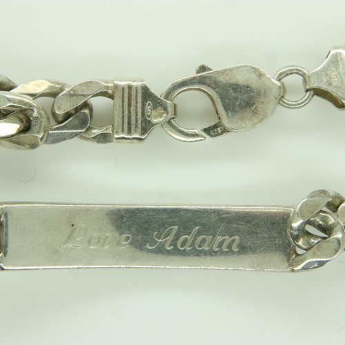 32 - 925 silver ID bracelet inscribed Christopher, 34g. UK P&P Group 1 (£16+VAT for the first lot and £2+... 