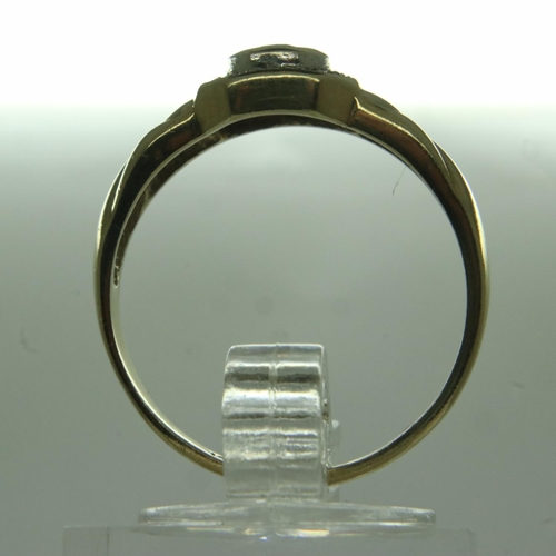 38 - 9ct gold ring set with sapphire and diamonds, size Q, 3.5g. UK P&P Group 0 (£6+VAT for the first lot... 