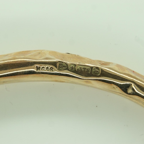 4 - Yellow gold bangle, badly dented, 7.6g. UK P&P Group 1 (£16+VAT for the first lot and £2+VAT for sub... 