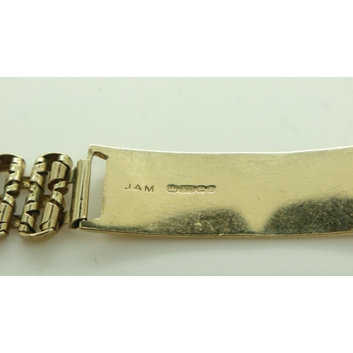 51 - 9ct gold identity bracelet, L: 17 cm, 12.1g. UK P&P Group 0 (£6+VAT for the first lot and £1+VAT for... 