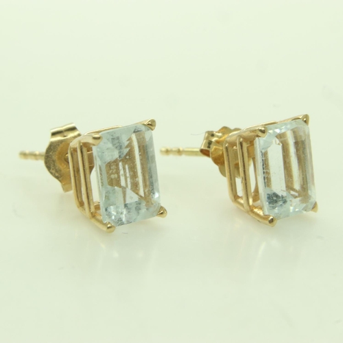 75 - A pair of 14ct gold earrings set with aquamarine, combined 1.2g. UK P&P Group 0 (£6+VAT for the firs... 