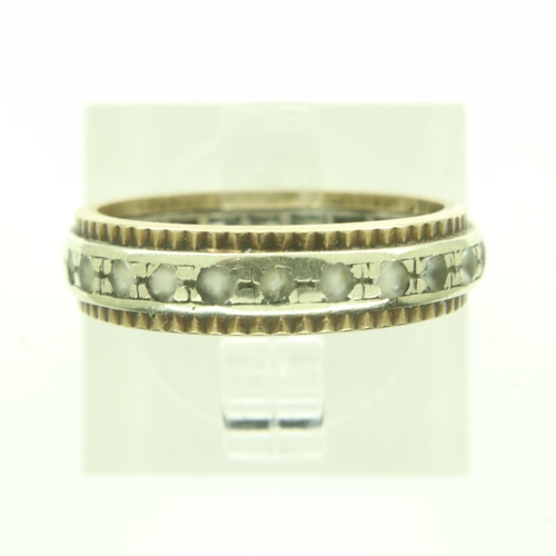 84 - 9ct white and yellow gold eternity ring set with white topaz, size J/K, 2.9g. UK P&P Group 0 (£6+VAT... 