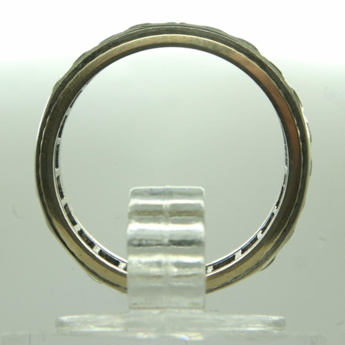 84 - 9ct white and yellow gold eternity ring set with white topaz, size J/K, 2.9g. UK P&P Group 0 (£6+VAT... 