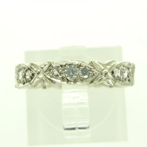 86 - 9ct white gold stone set eternity ring, size N, 3.0g. UK P&P Group 0 (£6+VAT for the first lot and £... 