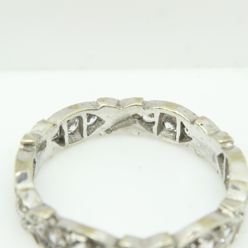 86 - 9ct white gold stone set eternity ring, size N, 3.0g. UK P&P Group 0 (£6+VAT for the first lot and £... 