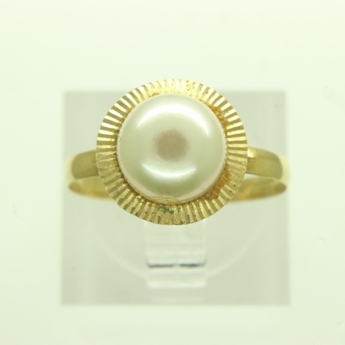 90 - Continental gold pearl set ring, size M, 1.5g, marks indistinct. UK P&P Group 0 (£6+VAT for the firs... 