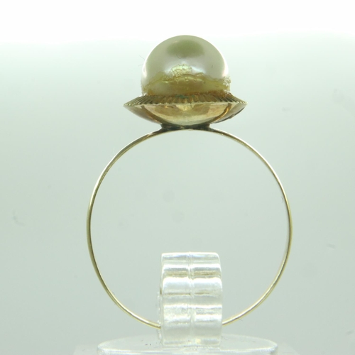 90 - Continental gold pearl set ring, size M, 1.5g, marks indistinct. UK P&P Group 0 (£6+VAT for the firs... 