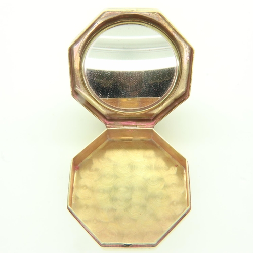 91 - Art Deco 14ct gold and enamel compact box, 20.1g. UK P&P Group 2 (£20+VAT for the first lot and £4+V... 