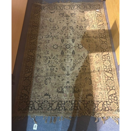 2079 - 19th century distressed polychrome decorated woollen rug, fringed, 119 x 175 cm. Not available for i... 