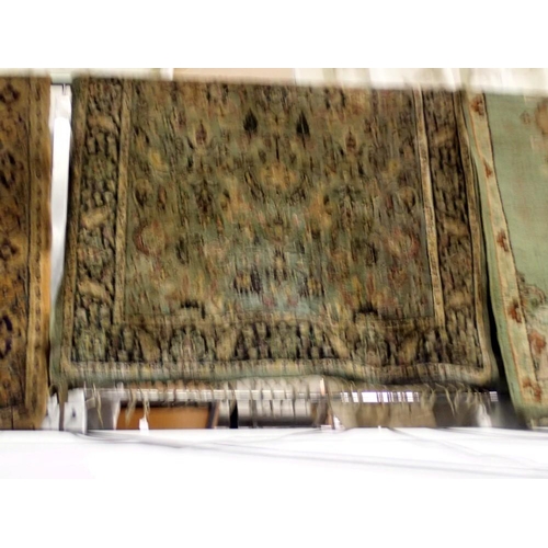 2079 - 19th century distressed polychrome decorated woollen rug, fringed, 119 x 175 cm. Not available for i... 