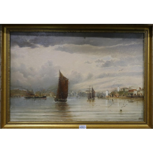 2003 - Frederik Carsten Henrichsen (Danish, 1824-1897): oil on canvas, continental port, monogrammed and da... 