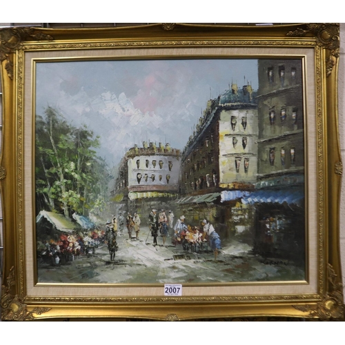 2007 - In the manner of Caroline Burnett (1877-1950): an oil on canvas, Parisian street scene with figures ... 